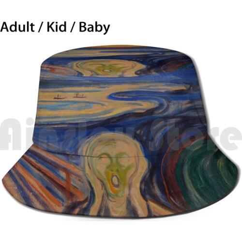 Edvard Munch - The Scream Sun Hat Foldable UV Protection Edvard Munch Munch Expressionism Oil Tempera Pastel Crayon 20Th