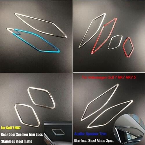 Car-Styling Stainless Steel A-pillar Speaker Trim Decoration Frame For Volkswagen Golf 7 MK 7 2014-2020 Auto accessories