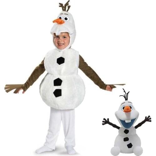 Comfy Deluxe Plush Adorable Child Olaf Halloween Costume For Toddler Kids Favorite Cartoon Movie Snowman Party Dress-up Gift