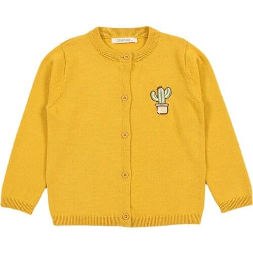 2021 Spring Autumn Clothing Cactus Embroidery Sweater for Boy and Girl Children Cotton Cartoon Coat Single Breasted Kids Clothes