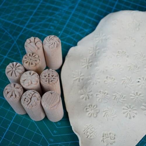 High Quality Solid Wood Stamp Flower Leaf Pattern Emboss Sculpture Model Ceramic Arcilla Polimerica Pottery Polymer Clay Tools
