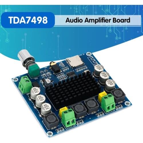 XH-A105 Bluetooth 5.0 TDA7498 digital amplifier board 2x100W speaker Stereo Audio AMP Module Support TF Card AUX