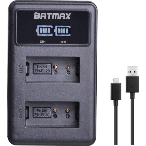 LED Dual USB Charger for 1200mAh EN-EL20 EN EL20 ENEL20 Rechargeable Li-Ion Battery for Nikon 1 J1 J2 J3 S1 Camera