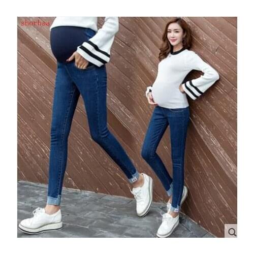 Elastic Waist Plus Size Women Belly Pants for Pregnant Jeans Maternity Clothes Pregnancy Pants Maternidade Vetement Grossesse