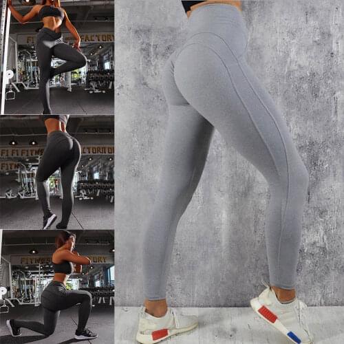 Womens High Waist Yoga Pants Push Up Sports Fitness Athletic Jogging Solid Color Leggings Leginsy Damskie Pantalones