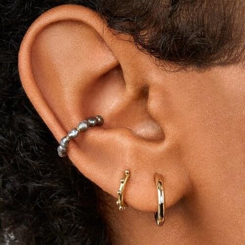 1 Piece Minimalist Faux Pearl Ear Cuff Hoop Earrings White Ear Cuff No Piercing Need Bohemia Stackable C Shaped Ear Clip