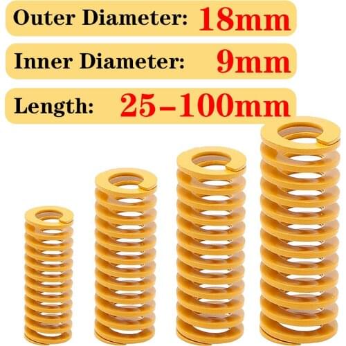 10 Pieces, 3D Printer Die Spring, 18mm Outer Diameter, 25-100mm Length, Heated Bed Springs, TF18*9*L, Yellow