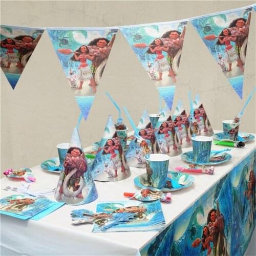 Cartoon Moana Princess Party Decoration 129Pcs/159Pcs birthday Decoration Kids Birthday Party Supplies Disposable Tableware Set