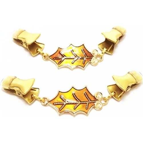 2Pcs/lot Gold Leaves Cape Cloak Clasp Sweater Closure Clip Clothing Cardigan Guard Brooch Women Shawl Dress Cinch