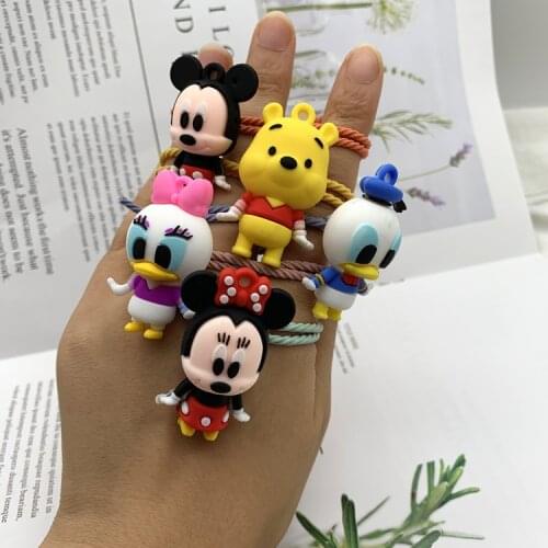 Disney cute cartoon head rope resin Mickey Minnie hair clip girl style Donald Duck hair accessories hair ring 2pcs