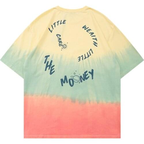 2021 T-shirt Hip Hop Gradient Printing Short Sleeve Tshirts Streetwear Men Summer Harajuku Casual Tops Tees Shirts Cotton HD003