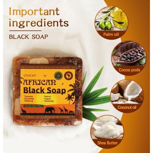 2021 Natural 100% African Black Soap Magic Anti Taches Rebelles Beauty Bath Body Treatment Acne Skin Black Soap Dropship