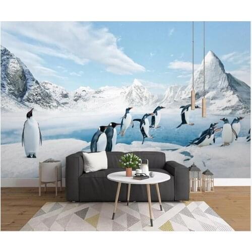 Custom photo 3d wallpaper Antarctic penguins ice and snow animals living room home decor 3d wall murals wallpaper for walls 3 d