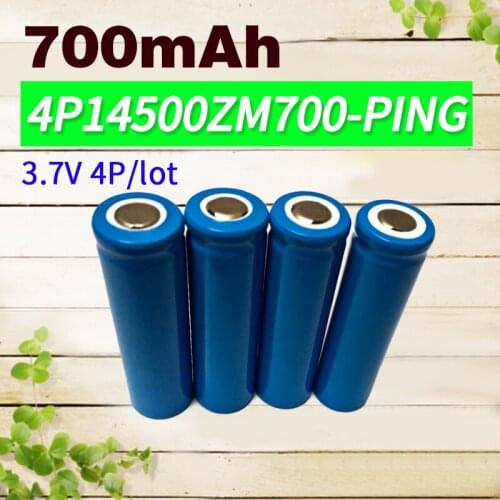 4pcs/lot Rechargeable Battery 3.7V 700mAh 14500 AA Li-ion 600 times for pocket flashlights toys etc