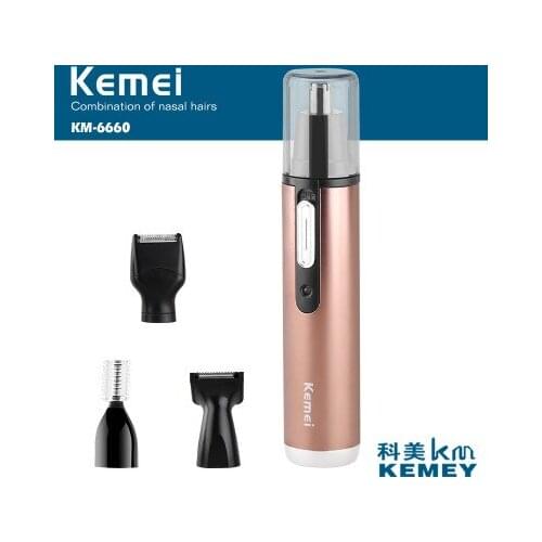 Kemei 4 in 1 Original Nose Trimmer Electric Shaving Safe Face Care Trimmer Rechargeable Nose Hair Trimer For Men Women