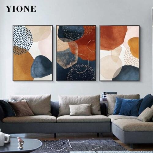Abstract Color Block Canvas Paintings Nordic Blue Orange Geometry Wall Art Picture Posters and Prints Living Room Bedroom Decor