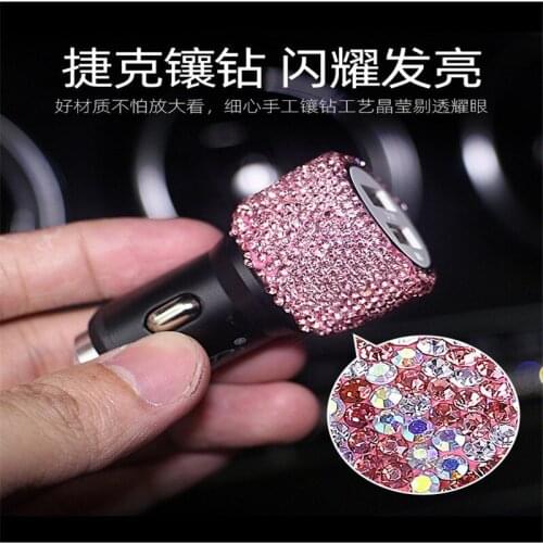 Diamond-mounted Car Phone Safety Hammer Charger Dual USB Fast-charged Diamond Car Phone Aluminum Alloy Car Charger