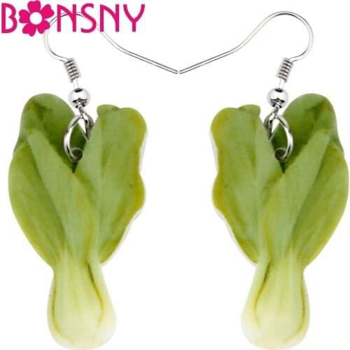 Bonsny Acrylic Fresh Green Vegetables Earrings Big Long Dangle Drop Fashion Farm Crops Food Jewelry For Women Girls Teens Gift