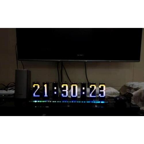 RGB Tube Quasi-glow Tube Clock, Music spectrum display,desktop accessories,exquisite gifts,remote audio line animation