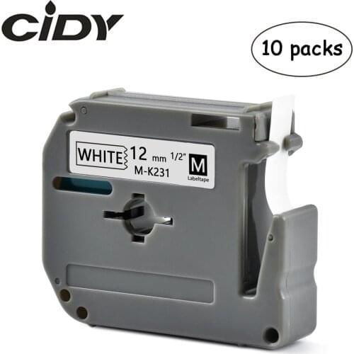 Cidy 10pcs MK231 Compatible Thermal Tape for Brother MK 231 MK-231 Black on white for PT-65 PT-70 PT-80 PT-85 PT-90 PT-100