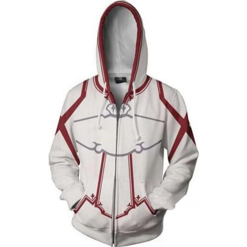 Hot Ordinal Scale Anime SAO Sword Art Online 3D Printed Cosplay Yuuki Asuna Mens Costume Hoodie coat jacket
