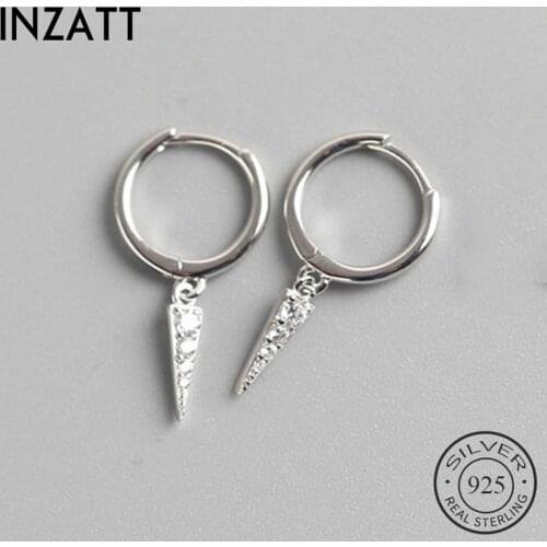INZATT Real 925 Sterling Silve Geometric Zircon Hoop Earrings For Fashion Women Party Fine Jewelry Minimalist Accessories Gift
