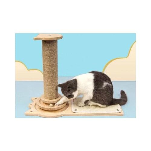 Cat Scratching Post Sisal Cat Scratching Board Solid Wood Cat Toy Turntable Claw Grinding Toy Cat Climbing Frame Pet Supplies