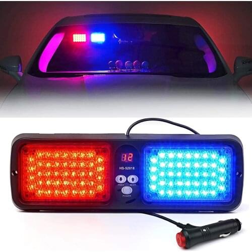Red Blue LED Car Visor Strobe Flashing Light Interior Windshield Sunshield Emergency Warning Lights for Police Firefighter