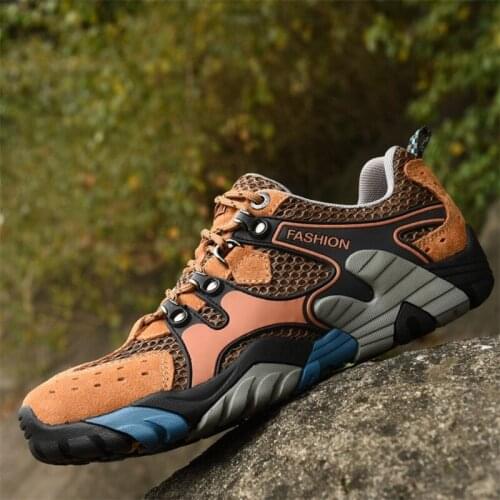 Big Size Mens Fashion Hiking Sneakers Trend Mesh Breathable Outdoor Casual Men Hiking Shoes Non-slip Climbing Athletic Shoes