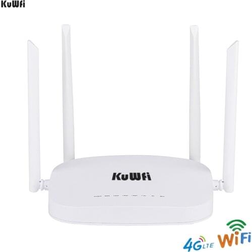 KuWfi 4G CPE LTE Router 3G/4G Wifi Router 300Mbps Wireless 4pcs External Antennas Support 4G to LAN Device