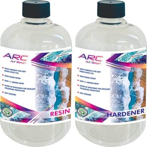 1 Litre Lt ARC Art Epoxy Resin and Hardener A B Set Kit Ocean Sea Water Effect Canvas Artistic Decorative Transparent Resinin