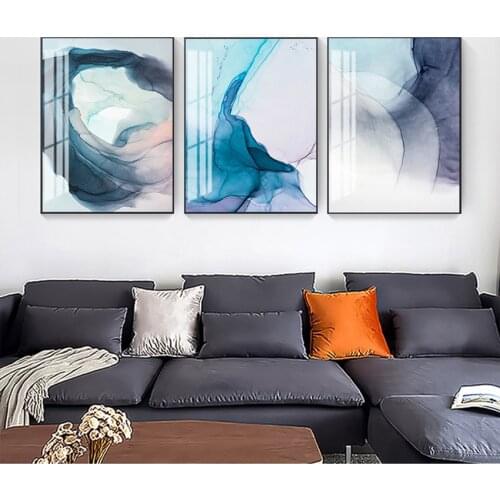 Prints Wall Art Pictures for Living room Home Decor Watercolor Blue Ink Bloom Modern Abstract Canvas Painting Nordic s and
