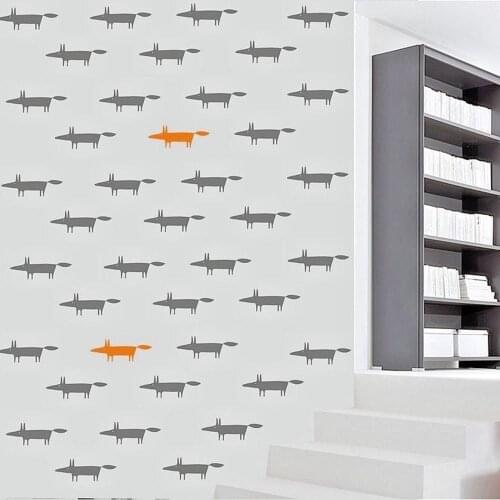 Fox Pattern Wall Sticker Bedroom Living Room Cartoon Fox Animal Forest Jungle Wall Decal Children Room Vinyl Home Decor Art