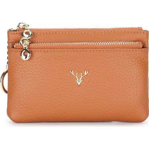 New Arrivals Cowhide Leather Coin Purse Dropshipping Multi-function Women Key Ring Bag Fashion Style Zipper Pocket For Ladies