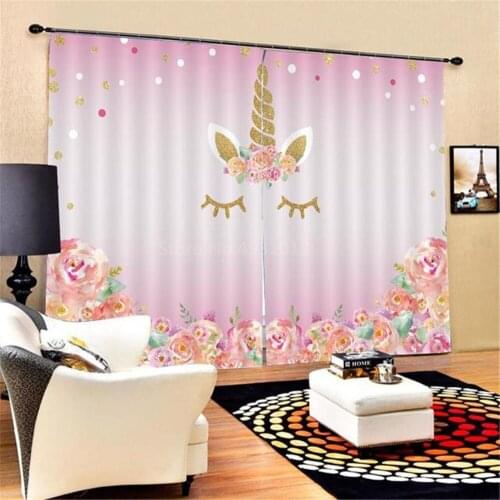 Custom Florals Unicorn Door Windows Curtains Thin Living Room Bedroom Decorative Kitchen Curtains Drapes Dropship