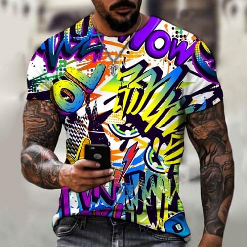 Popular 3d Printing T-shirt 2021 New Funny Graffiti 3d Printing T-shirt Mens Fashion Streetwear Harajukuo Mens T-shirt