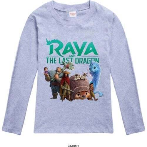 Raya and The Last Dragon 1-15 Years Old Happy Birthday Long Sleeve White boys T-shirt kids spring blouse autumn clothes