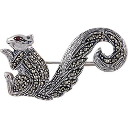 Silverlina Silver Marcasite Sterling Squirrel Shaped Brooch