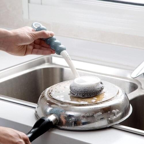 Kitchen Cleaning Brush Steel Wool with Handle Scrubbers Wash Steel Wire Ball Pan Pot Bowl Dish Brush Cleaning Tools