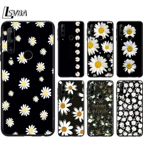 Flowers Daisy for Huawei Honor 30 20 10 9S 9A 9C 9X 8X MAX 10 9 Lite 8A 7C 7A Pro Silicone Soft Black Phone Case