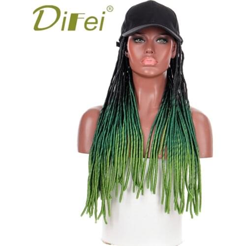 DIFEI Wig Female Long Dirty Braid Synthetic Hat Wig Hollow Color Braid Cosplay Wig African Dirty Braid Heat Resistant Wig