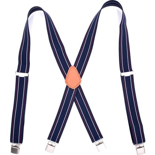 Vintage Mens Suspenders Heavy Duty X Back with 4 Strong Clips Large Size Adjustable Elastic Trousers Braces Straps for Men Adult