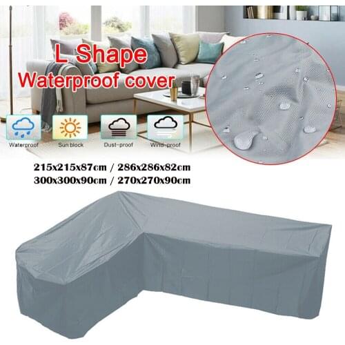 Grey Waterproof Corner Garden Rattan Sofa Covers L Shape Dustproof Table Chair Protective Cover Rain Snow Mildew Resistant