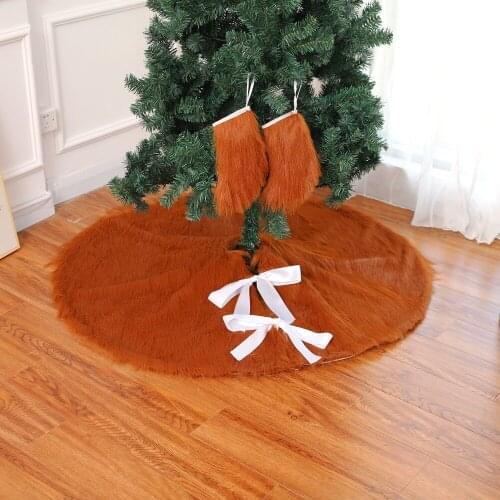 Christmas tree skirt Christmas tree scene decoration brown long plush Christmas tree skirt fireplace socks decoration