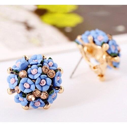 Ceramic Flowers Stud Earring Women Fashion Earings