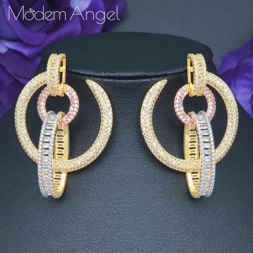ModemAngel Luxury Popular Brand Nail Earring For Women Accessories Full Cubic Zirconia Earrings pendientes mujer moda
