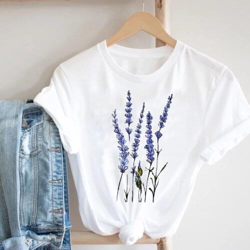 Women Floral Flower Printing T-shirt 90s Cartoon Ladies Streetwear Fashion Clothes Women Tee Top Female Graphic Cute T-shirt