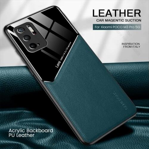 Hard PC Mix PU Leather Car Magnetic Suction Phone Case for Xiaomi Poco X3 NFC F3 M3 Pro 5G Poko Little X 3 NFS Shockproof Coque