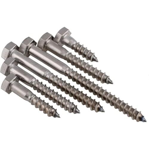 1-5Pcs DIN571 M6 M8 M10 304 Stainless Steel External Hex Self-tapping Screws Outer Hexagon Self-tapping Wood Screw Bolt
