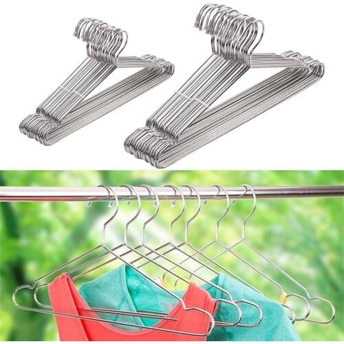 10pcs Anti-slip Stainless Steel Clothes Hangers Coat Garment Clothes Hanger Rack, Heavy Duty